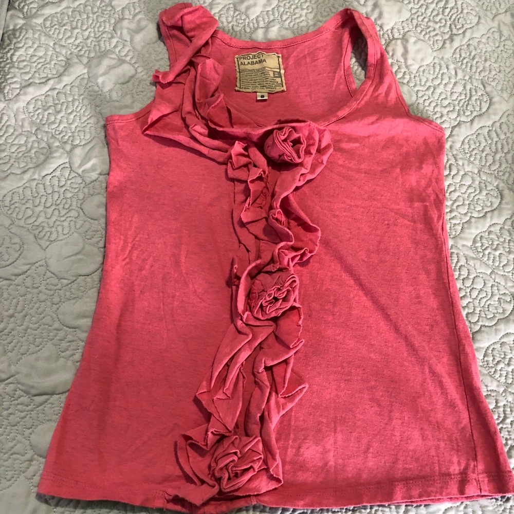Project Alabama top SzS. Pink ruffle/flowers.